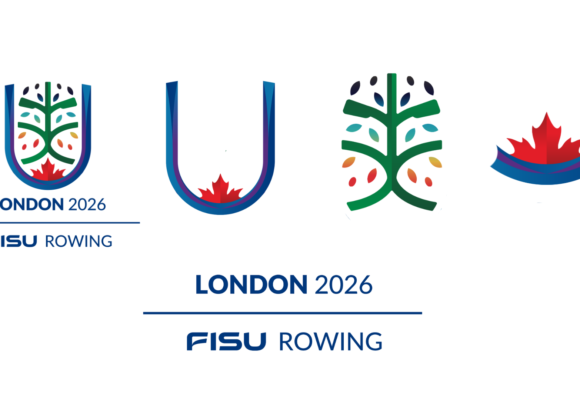 FISU Rowing 2026 Logo components including maple leaf, U, Tree and full logo with London 2026 and FISU Rowing text